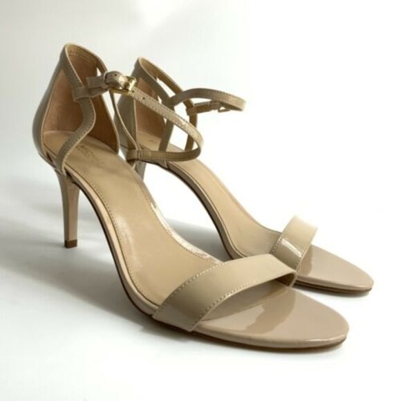 Michael Michael Kors Simone Faux Patent Leather Open Toe Sandals Tan 10 - Picture 11 of 11